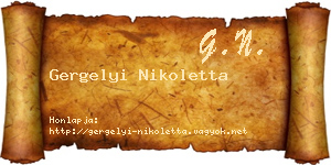 Gergelyi Nikoletta névjegykártya